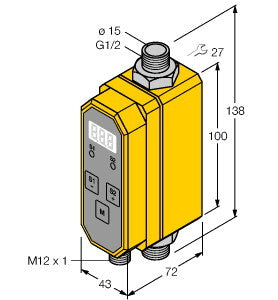 TURC FTCI-G1/2D15A4P-2UP8X-H1141/D228 Durchflussmessung Inline-Sensor mit integr