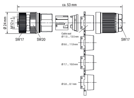 WAGO 756-9711/050-000 Konfekt. Steckverbinder, 5-polig, M12-Bu axial, Eindring