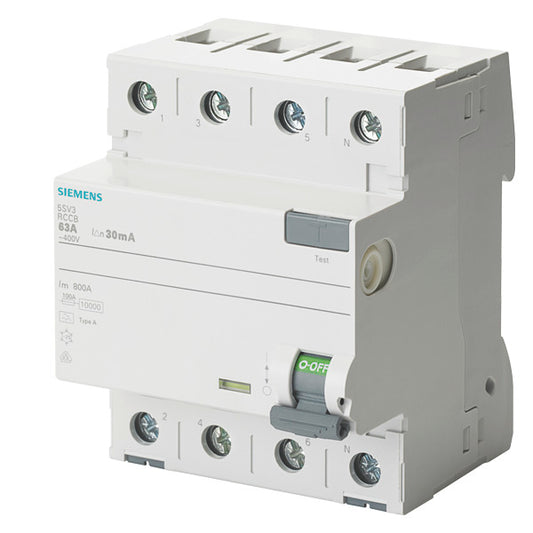 SIEM 5SV3446-8LA FI-Schutzschalter Typ A 63A 3+N-pol. 100mA 400V 4TE