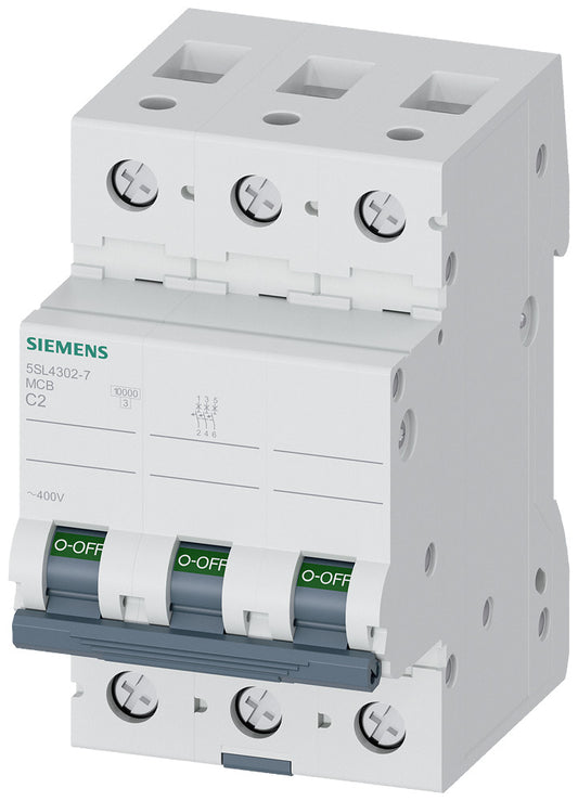 SIEM 5SL4302-7 Leitungsschutzschalter 400V 10KA, 3Polig, C, 2A