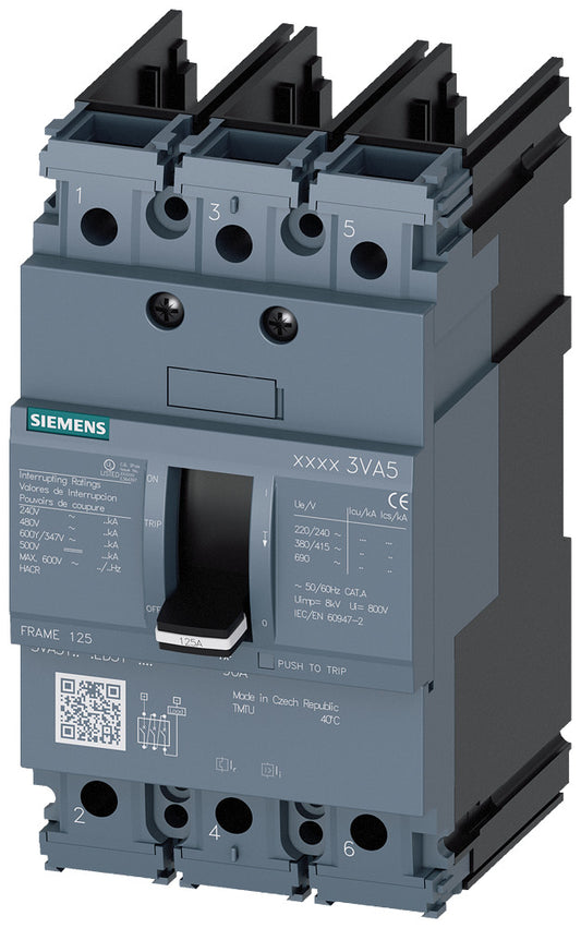 SIEM 3VA5130-5ED31-0AA0 Leistungsschalter 3VA5, 35kA@480V, TM210, In=30A Ir=30A