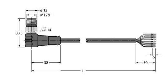 TURC WSCV8T-5/TFW Aktuator- und Sensorleitung / PP-EPDM, Anschlussleitung