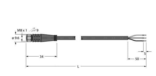 TURC PKGV3M-2/TFW Aktuator- und Sensorleitung / PP-EPDM, Anschlussleitung