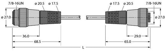 TURC RSM RKM 5711-0.3M Busleitung für CAN (DeviceNet, CANopen), PVC-Kabelmantel