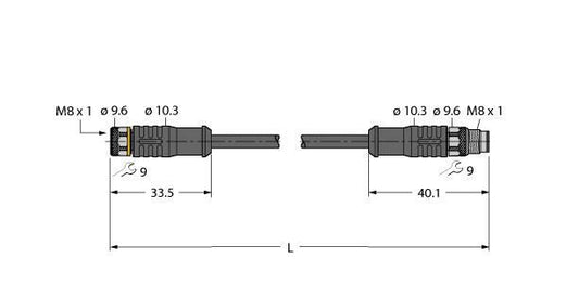 TURC PKGS3M-0,3-PSGS3M/TXL Aktuator- und Sensorleitung PUR Verbindungsleitung