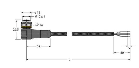 TURC WKC4.4T-10/TXL1001 Schweißfunkenbeständige Aktuator- und Sensorleitung Ansc