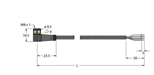 TURC PKW4M-2/TEY Aktuator- und Sensorleitung / PVC Anschlussleitung