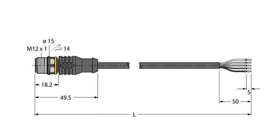 TURC RSC4.5T-10/TEG Aktuator- und Sensorleitung / PVC Anschlussleitung