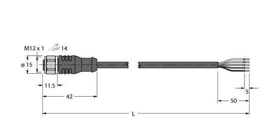 TURC RKCV5T-2/TFW Aktuator- und Sensorleitung / PP-EPDM, Anschlussleitung