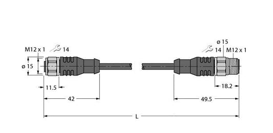 TURC RKCV4T-1-RSCV4T/TFW Aktuator- und Sensorleitung / PP-EPDM, Verbindungsleitu