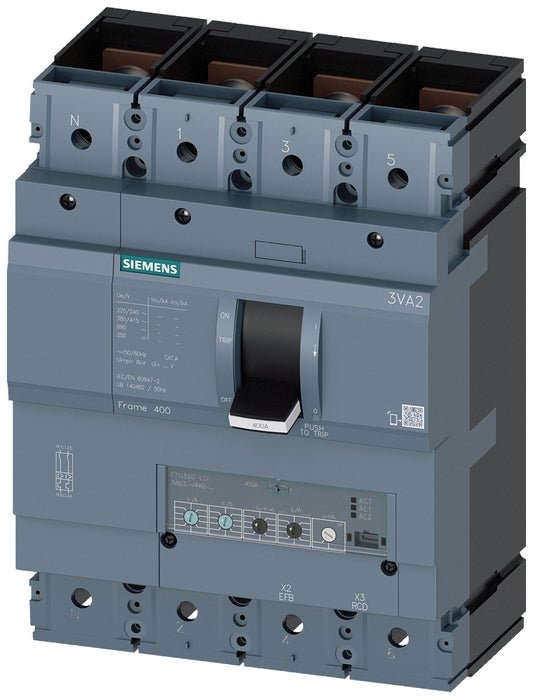 SIEM 3VA2340-5HN42-0AA0 Leistungsschalter 3VA2 400 ICU=55kA, LSI, IN=400A IR=160
