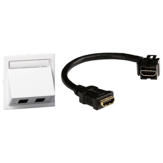SE INS60510 Multimedia Kit HDMI Kabel und Abdeckung schräg ws RAL 9016 Typ: CYB-
