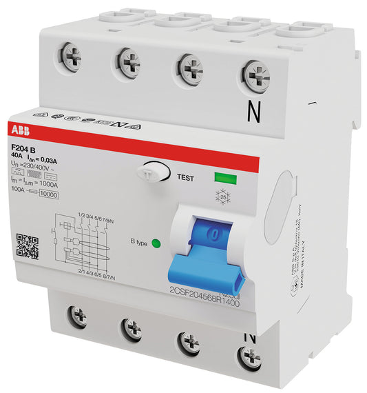 ABB F204B-25/0,03 FI-Schutzschalter Typ B 4P 25A 30mA 3kA 4TE 2CSF204568R1250