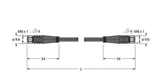 TURC PKGV3M-50-PKGV3M/TFW Aktuator- und Sensorleitung / PP-EPDM, Verbindungsleit