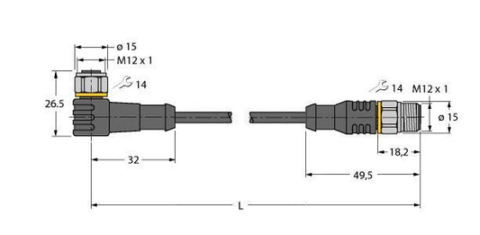 TURC WKCV5T-1-RSCV5T/TFW Aktuator- und Sensorleitung / PP-EPDM, Verbindungsleitu