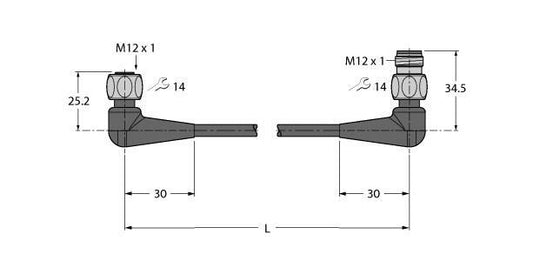 TURC WKH4.4-2-WSH4.4/TFG Food & Beverage hygienic / TPE, Verbindungsleitung