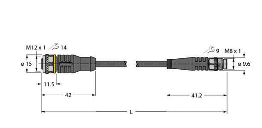 TURC RKC4T-2-PSG3M/TXL Aktuator- und Sensorleitung / PUR, Verbindungsleitung