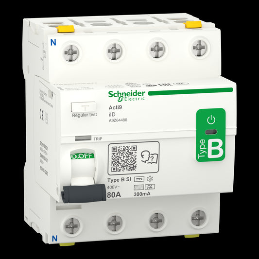 SE A9Z64480 Fehlerstrom-Schutzschalter Allstrom- sensitiv iID, 4P, 80A, Typ B-SI