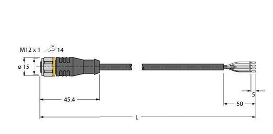 TURC RKSV4.4T-5/TFW Aktuator- und Sensorleitung / PP-EPDM, Anschlussleitung