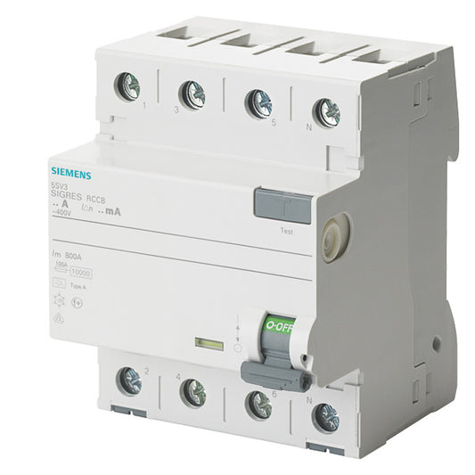 SIEM 5SV3346-6KK12 FI-Schutzschalter Typ A 63A 3+N-pol. 30mA 400V 4TE SIGRES