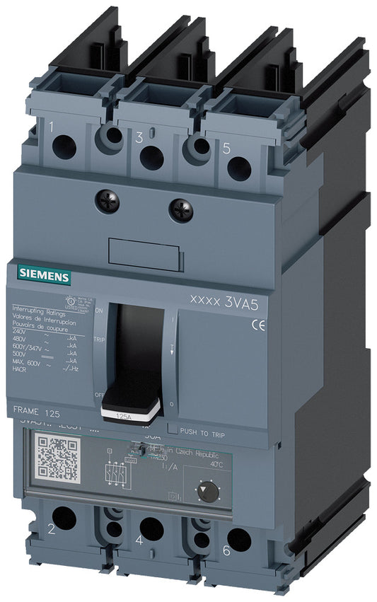 SIEM 3VA5112-5EC31-1AA0 MCCB_UL_BG125_125A_3P_35KA_TM_ FTAM