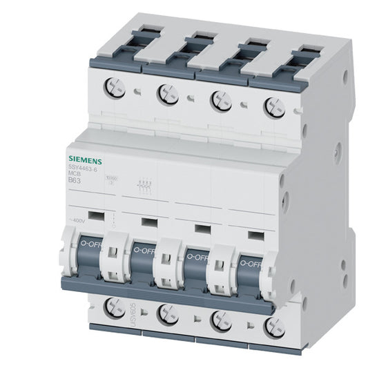 SIEM 5SY4463-6 Leitungsschutzschalter 400V 10kA, 4pol., B, 6