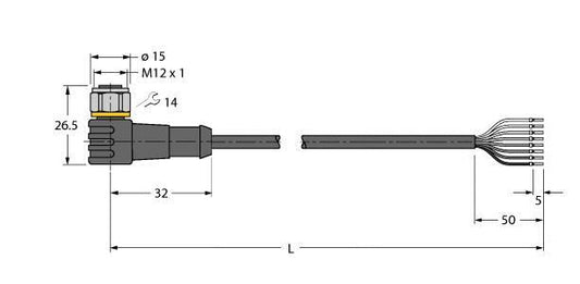 TURC WKCV8T-20/TFW Aktuator- und Sensorleitung / PP-EPDM, Anschlussleitung