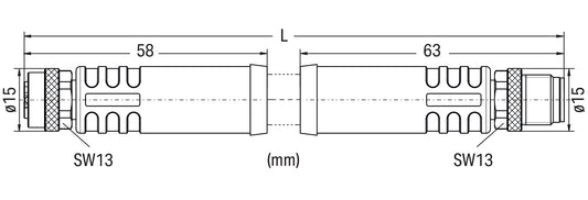 WAGO 756-3505/050-075 Power-Leitung, M12L-Buchse, axial, M12L-Stecker, axial, 5-