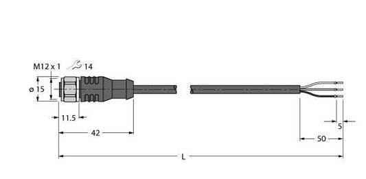 TURC RKCV4T-2/TFW Aktuator- und Sensorleitung / PP-EPDM, Anschlussleitung