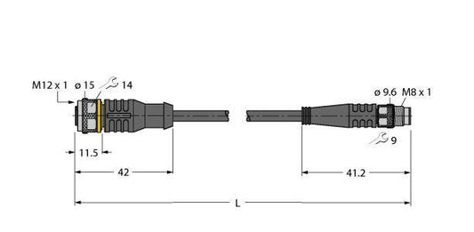 TURC RKC4T-0.3-PSG3M/TXL Aktuator- und Sensorleitung / PUR, Verbindungsleitung