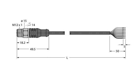 TURC RSCV8T-5/TFW Aktuator- und Sensorleitung / PP-EPDM, Anschlussleitung