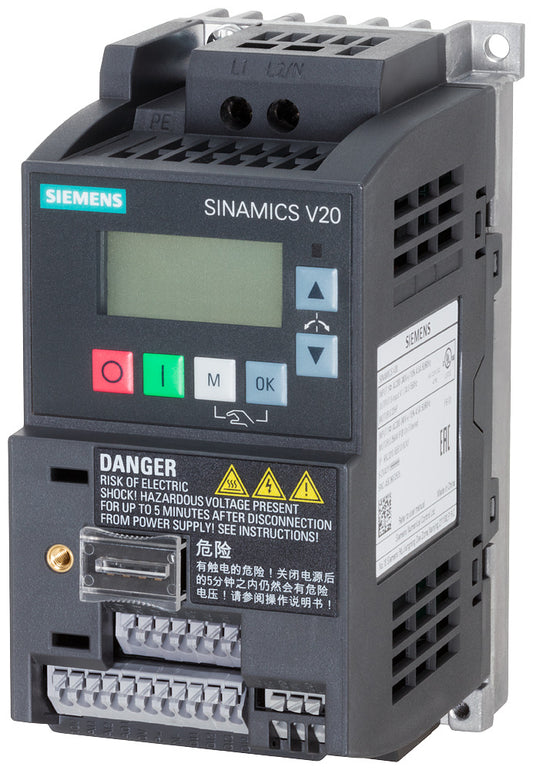 SIEM 6SL3210-5BB13-7UV1 SINAMICS V20 1AC200-240V-10/+10% 47-63Hz Nennleistung 0,