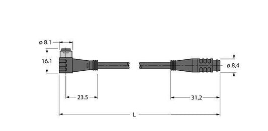 TURC PKW4S-1-PSG4S/TEL Aktuator- und Sensorleitung / PVC, Verbindungsleitung