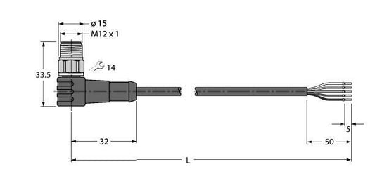 TURC WSCV4.5T-5/TFW Aktuator- und Sensorleitung / PP-EPDM, Anschlussleitung