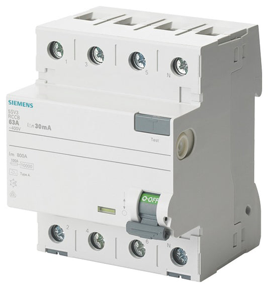 SIEM 5SV3644-3 FI-Schutzschalter Typ F 40A 3+N-pol. 300mA 400V 4TE