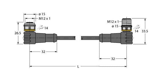 TURC WKC4T-2-WSC4T/TXL Aktuator- und Sensorleitung / PUR Verbindungsleitung