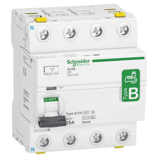 SE A9Z51425 Fehlerstrom-Schutzschalter Elektrolade- station iID, 4P, 25A, Typ B-