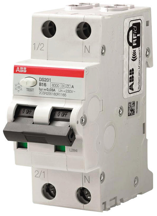 ABB DS201A-B16/0,03 FI/LS-Schalter 6kA 1P+N Typ A B 16A 30mA