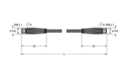 TURC PKGV4M-50-PKGV4M/TFW Aktuator- und Sensorleitung / PP-EPDM, Verbindungsleit