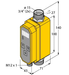 TURC FTCI-3/4D15A4P-2LUX-H1141 Durchflussmessung,Inline-Sensor mit integrierter