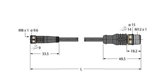 TURC PKG3M-0,3-RSC4T/TEL Aktuator- und Sensorleitung / PVC Verbindungsleitung