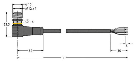 TURC WSC5T-2/TEL Aktuator- und Sensorleitung PVC Anschlussleitung