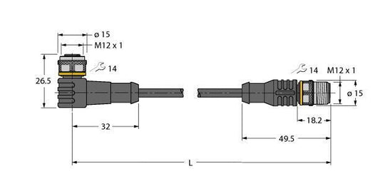 TURC WKC4T-2-RSC4T/TEY Aktuator- und Sensorleitung / PVC Verbindungsleitung