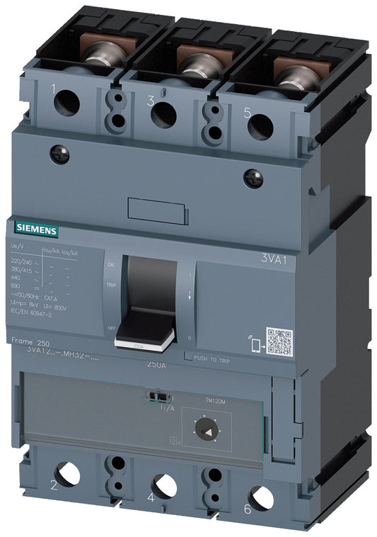SIEM 3VA1216-6MH32-0AA0 Leistungsschalter 3VA1 Icu=70kA 3pol. TM120M In=160A Ii=