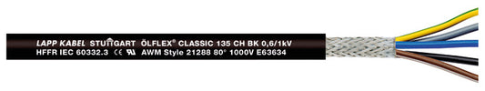 LAPP ÖLFLEX CLASSIC 135 CH BK 0,6/1 kV 5G1,5 Steuerleitung Dca, s3, d2, a3