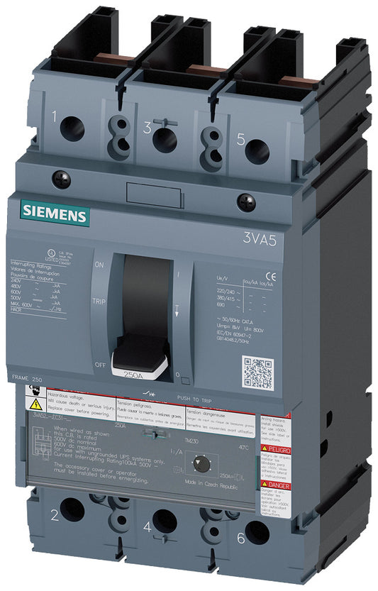 SIEM 3VA5220-6EC31-0AA0 Leistungsschalter 3VA5, 65kA@480V, TM230, In=200A Ir=200