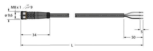 TURC PKG3M-10/TEL Aktuator- und Sensorleitung PVC Anschlussleitung