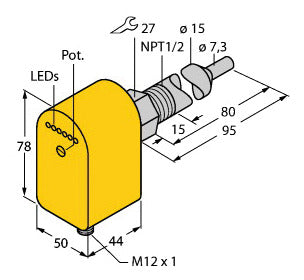 TURC FCS-N1/2A4P-LIX-H1141/L080 Strömungssensor Eintauchsensor mit integrierter