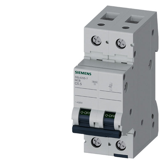 SIEM 5SL4205-7 Leitungsschutzschalter 400V 10KA, 2Polig, C, 0.5A