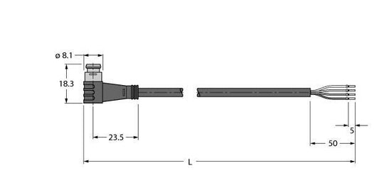 TURC PSW4S-2/TEL Aktuator- und Sensorleitung / PVC, Anschlussleitung